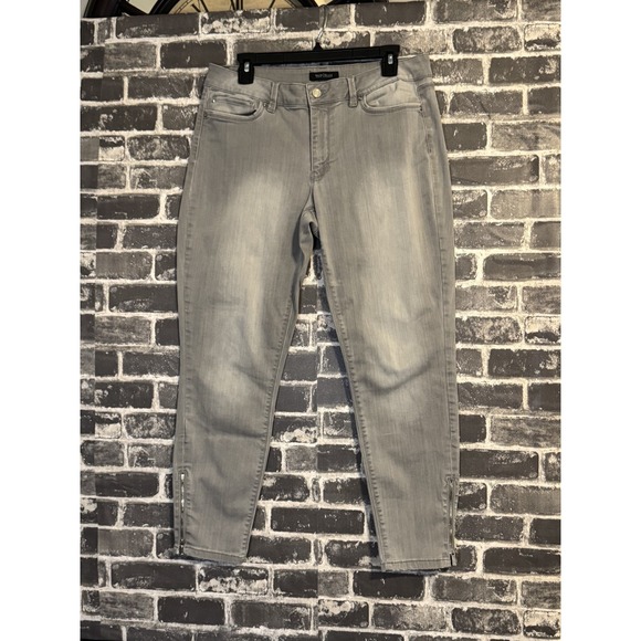 White House Black Market Skimmer Jeans Gray Women's 12 Zip Ankle - Picture 2 of 9